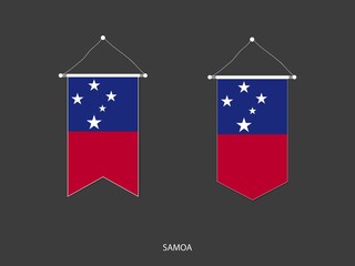 2 style of Samoa flag. Ribbon versions and Arrow versions. Both isolated on a black background.