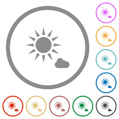 sunny weather flat icons with outlines