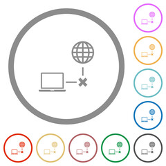 Offline laptop flat icons with outlines