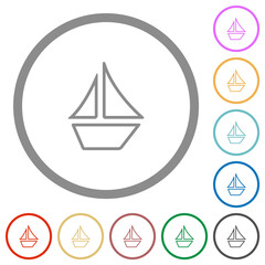 Sailboat outline flat icons with outlines
