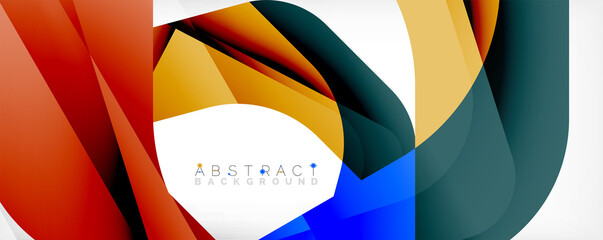 Minimal abstract background - color overlapping shapes on white with shadow lines. Vector Illustration For Wallpaper, Banner, Background, Landing Page