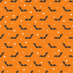 Flying bats seamless pattern.
