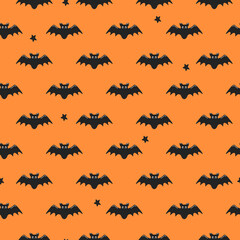 Flying bats halloween vector pattern