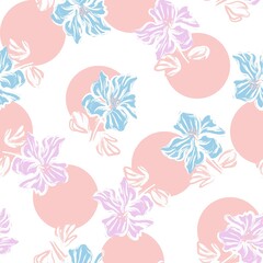 Naklejka na ściany i meble Floral Seamless Pattern with dotted textures