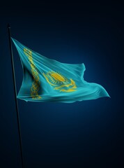 Abstract Kazakhstan Flag 3D Render (3D Artwork)
