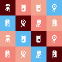 Set pop art Taxi service rating, Infographic of city map, mobile app and Location with star icon. Vector