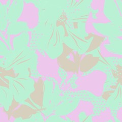 Fototapeta na wymiar Floral Seamless Pattern with dotted textures