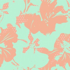Floral Seamless Pattern with dotted textures