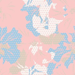 Floral Seamless Pattern with dotted textures