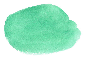 Green watercolor shape isolated on white background. Watercolor abstract clip art	