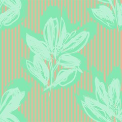 Floral Seamless Pattern with striped textures