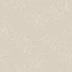 Outlined Floral Seamless Pattern Design
