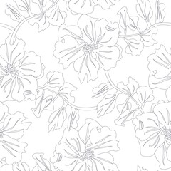 Outlined Floral Seamless Pattern Design