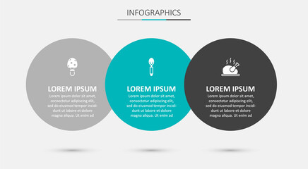 Set Spoon, Fly agaric mushroom and Roasted turkey or chicken. Business infographic template. Vector
