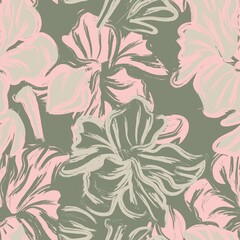 Floral Brush strokes Seamless Pattern Background
