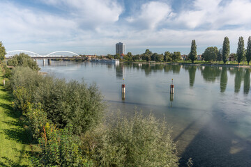 Fototapeta premium View over the Rhine in Strasbourg on the border between Germany and France.