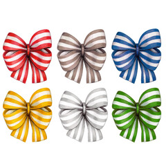Watercolor hand drawn colorful striped bows