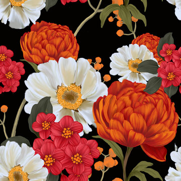Beautiful seamless pattern with floral background 