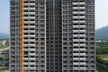 Aerial view of multistory apartment construction site in China