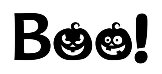 Happy Halloween greeting card vector illustration, Boo! Vector illustration.