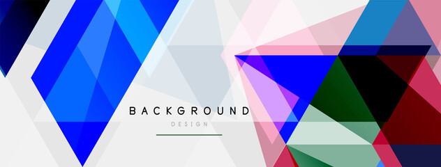 Fototapeta premium Color triangles composition, geometric abstract background. Techno or business concept, pattern for wallpaper, banner, background, landing page