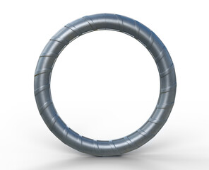 3D illustration of circle reinforcements steel TMT bar close up. Isolated 3d render