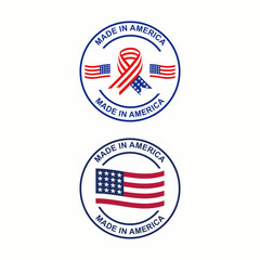 Made in the USA labels set, made in the USA logo, USA flag , American product emblem, Vector illustration.
