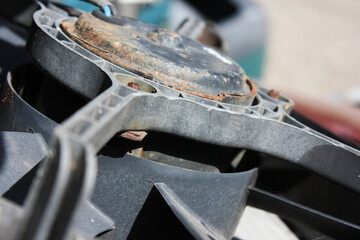 close up of an old car part