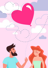 cute posters, valentines day greetings, illustration of a couple in love. Flyers, invitation, poster, brochure, banner