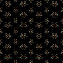 Seamless abstract modern damask pattern. Gold mosaic on a black background. Background texture. Vector. Gift wrap paper, fabric  design. Isolated tile.