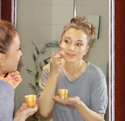 Applying the cream..Magic anti-aging cream.
