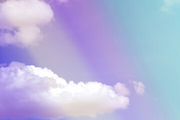 beauty sweet purple blue colorful with fluffy clouds on sky. multi color rainbow image. abstract fantasy growing light