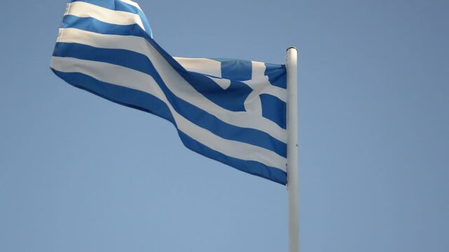 Flag of Greece on the roof of the fortress Rhodos