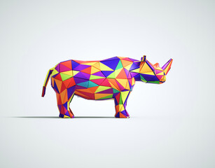 Colorful low poly rhino