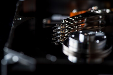 Fragment of computer spare parts, close-up.