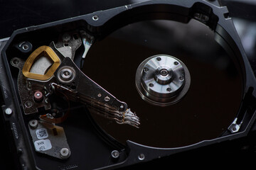 Fragment of computer spare parts, close-up.