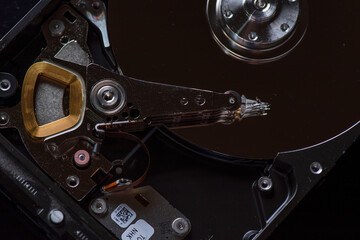 Fragment of computer spare parts, close-up.