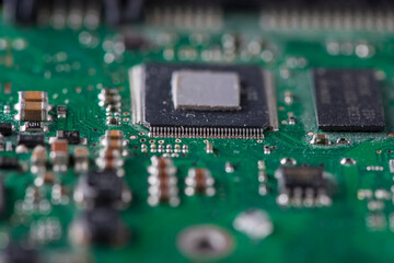 Fragment of computer spare parts, close-up.