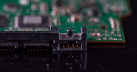 Fragment of computer spare parts, close-up.