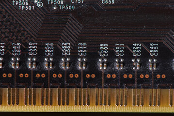Fragment of computer spare parts, close-up.