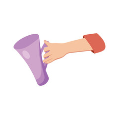 Hand with coffee cup vector illustration. female hand holding coffee cups and mugs