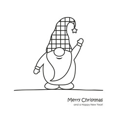 cute christmas dwarf cartoon for coloring book