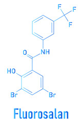 Fluorosalan antiseptic molecule. Skeletal formula.