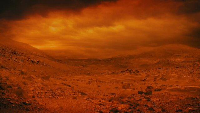 Wasteland Apocalyptic WW3 Landscape With Sandstorm And Lightning
