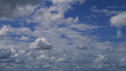 Cumulus clouds with blue sky on a sunny day of summer. Beautiful cloudscape
