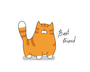 Cartoon cute cat vector illustration. Pet funny character with slogan.