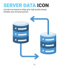 Server data icon vector with flat color style isolated on white background. Vector illustration database sign symbol icon concept for digital IT, logo, industry, technology, apps, web and all project