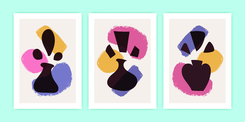 Collection of Abstract Vase Poster Illustration