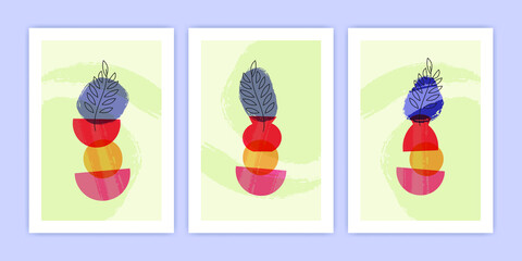Collection of Abstract Vase and Plant Poster Illustration