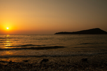 An island near the island. Greece, Thassos island view of Kinira island